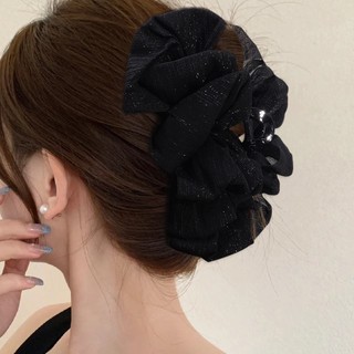 Kẹp Tóc Hình Nơ Lưới Hai Mặt Cỡ Lớn Thanh Lịch Cho Nữ - Phụ Kiện Tóc Đuôi Ngựa Phong Cách ins Hàn Quốc