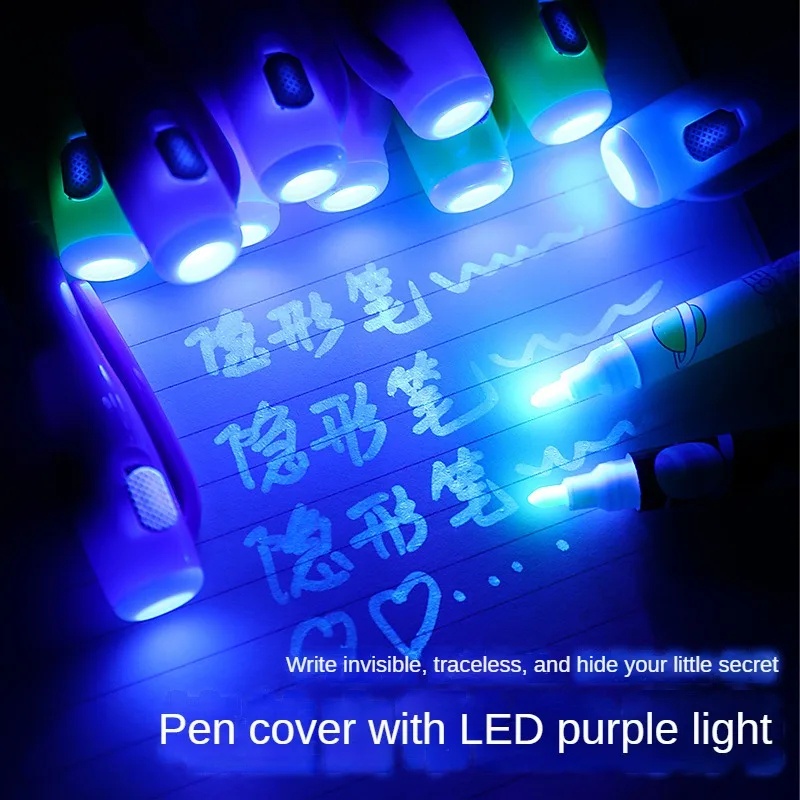[Hot] Bút huỳnh quang vô hình UV - Đèn bút đánh dấu một đầu - Bút chì chiếu sáng phát sáng - Đồ chơi ma thuật cho trẻ em có đèn cực tím - Dụng cụ viết Văn phòng phẩm