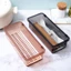 Hộp đựng muỗng đũa có nắp đậy màu nâu xám đa năng tiện dụng 27x12x7cm