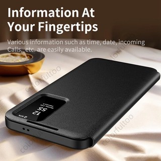 Ốp Lật Da Cửa Sổ Thông Minh Cho Samsung Galaxy S26 S25 Ultra Plus + S25Ultra S25FE S26 + 5G Không Trượt Trả Lời Thẻ Khe Cắm Vỏ Sách Bảo Vệ Toàn Diện Vỏ Chống Sốc