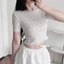 Áo Thun Ren Tay Ngắn Cổ Tròn Kiểu Dáng Croptop, Áo Kiểu Nữ Ren Ôm Body Chất Xốp Quyến Rũ Cho Nữ_A4