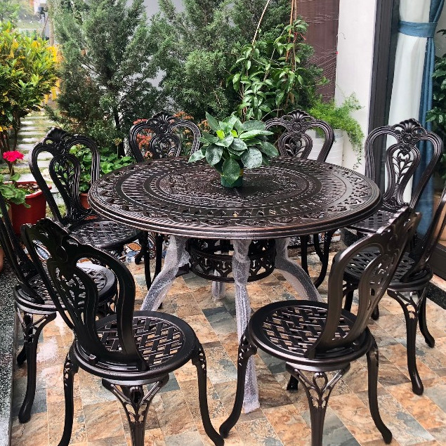 Bộ bàn ghế ban công ngoài trời Nhôm đúc Bàn ghế sân vườn ngoài trời Tròn Bàn ghế ngoài trời - HP48