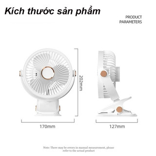 Quạt kẹp bàn xoay 360,Sạc Type C + Có đèn,Quạt tích điện mini để bàn,5 cấp độ điều chỉnh tốc độ gió