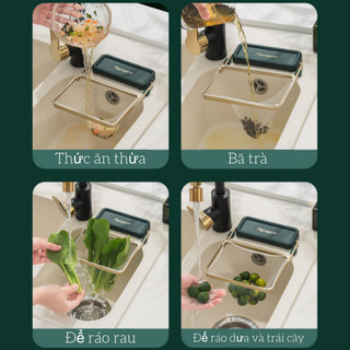 Giá treo túi lọc rác bồn rửa bát ngăn tắc nghẽn, Giá lọc thức ăn thừa, Bồn rửa chén bát tặng kèm 50 lưới lọc