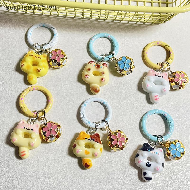 Ssvn Dễ Thương Donut Móc Khóa Sáng Tạo Vui Nhộn Mèo Con Móc Khóa Ba Lô Đáng Yêu Mặt Dây Chuyền Túi Chìa Khóa Trang Trí Quà Tặng Phụ Kiện Túi Đôi.