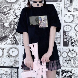 Áo thun tay ngắn in hình anime Rem Re Zero phong cách Harajuku Nhật Bản cho nữ