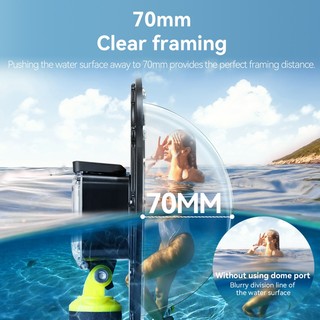 TELESIN Dome Port 30M Vỏ Chống Thấm Nước Lặn Nhà Ở Cho DJI OSMO Action 3 4 Kích Hoạt Mái Vòm Bao Ống Kính Hành Động Phụ Kiện Camera