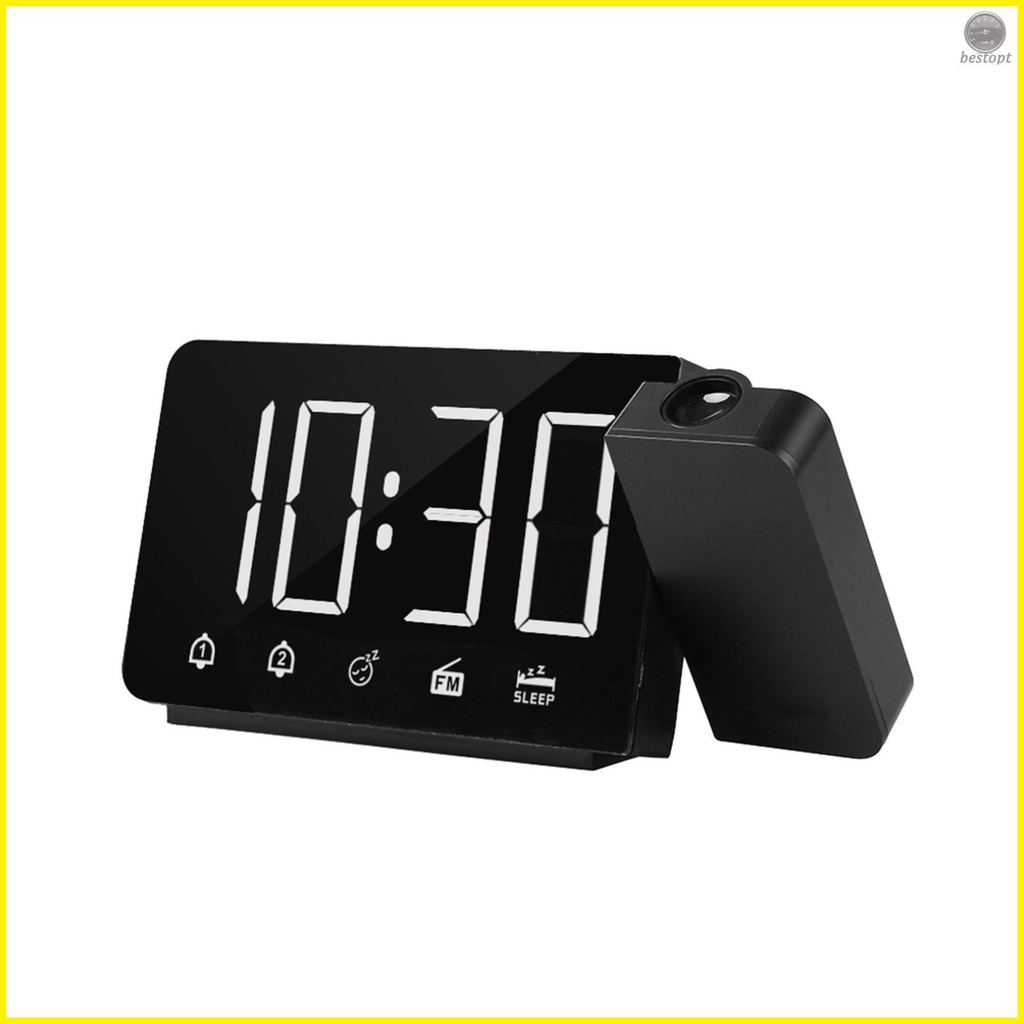 Projection Alarm Clock with FM Radio Snooze Function Dual Alarm USB