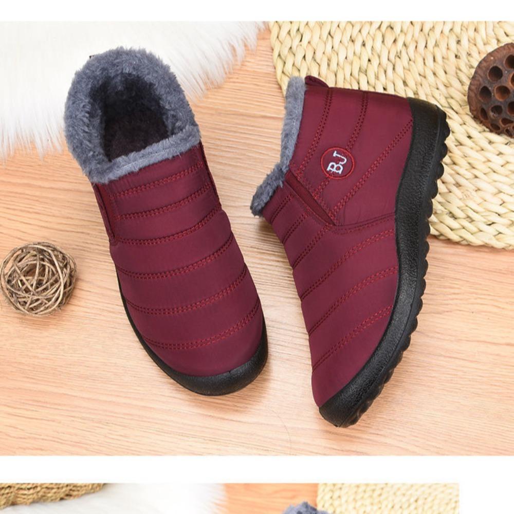 GUSTAVA Mùa Đông Boot Nữ, Đế Chống Trơn Trượt Chống Thấm Nước Slip On Snow Fur Shoes, Giày Bốt Mắt Cá Chân Ngoài Trời Mùa Đông Ấm Áp Flat Botas Mujer Woman