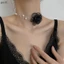 Vòng Cổ choker Hoa Trà Đen Trắng Đính Ngọc Trai Lãng Mạn Cho Nữ
