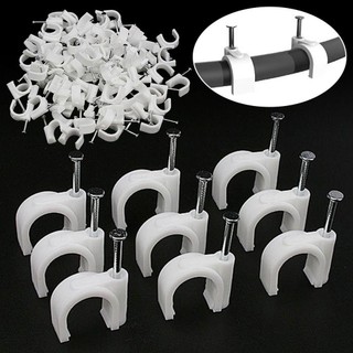 VOIDLESS 100 Kẹp Cáp, Treo Tường Ống PVC Vòng Tròn Kẹp Tường, Cố Định Bền Hình Chữ U Kẹp Dây Quản Lý Nhà