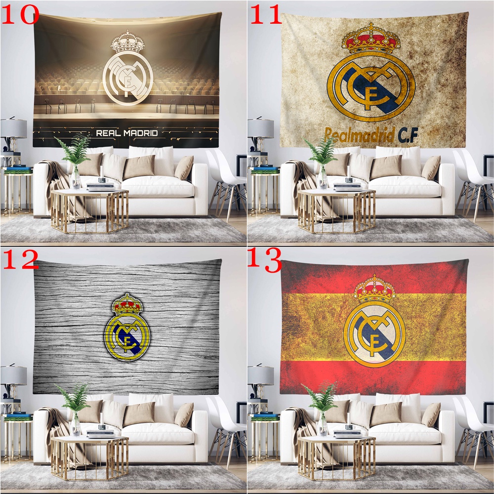 Áo Thun In Logo real madrid Thời Trang Năng Động Băng Dính polyester In logo Câu Lạc Bộ Bóng Đá Treo Tường Kèm Kẹp (Kẹp)
