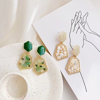 1 Đôi Bông Tai Nhựa resin Màu Xanh Lá Cây Đính Hạt niche Cá TíNh Phong Cách Cổ Điển Cho Nữ