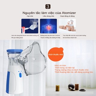 Có PIN sạc - Yunos Máy Xông Mũi Họng Cầm Tay Nebulizer Cao Cấp Công Nghệ Nhật Bản Giúp Vệ Sinh Mũi W302