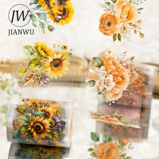 Jianwu 50mm * 200cm Cuộc Họp Biển Hoa Series Vintage Vật Liệu Thực Vật Trang Trí Băng PET Sáng Tạo DIY Tạp Chí Cắt Dán Văn Phòng Phẩm