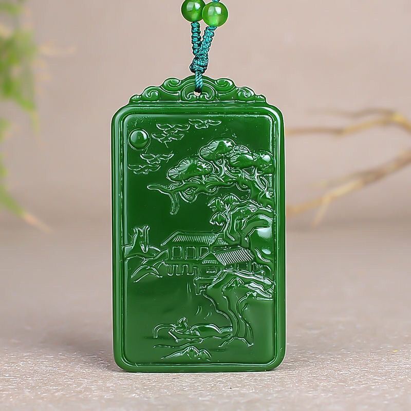 Spinner Mặt Dây Chuyền Hai Mặt Khắc Chữ jasper Màu Xanh Lá Cây Nghệ Thuật Thời Trang Đơn Giản Dành Cho Bạn Nam