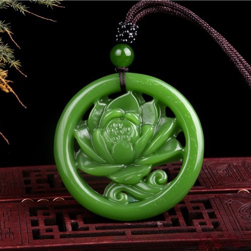Spinner Mặt Dây Chuyền Hình Hoa Sen Màu Xanh Lá Phong Cách Giàu Có Dễ Phối Đồ