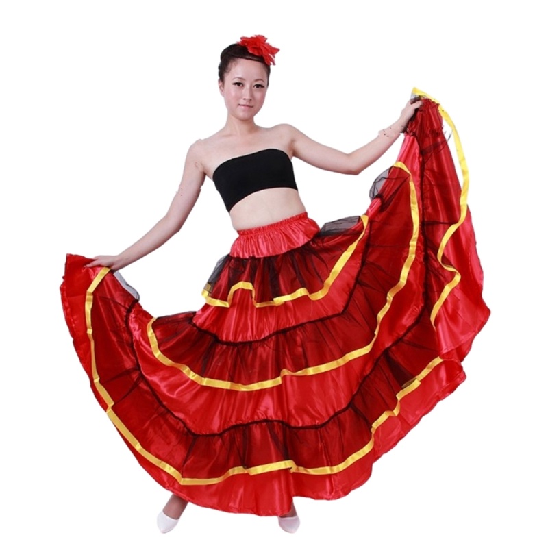 Dasbsug Váy khiêu vũ Flamenco thanh lịch Váy khiêu vũ bụng Váy khiêu vũ Flamenco Tây Ban Nha
