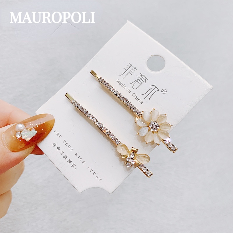 Mauropoli Kẹp Tóc Mắt Mèo Phong Cách Hàn Quốc Dễ Thương, Kim Cương Giả, Dùng Cho Tóc Gãy, Phù Hợp Sinh Viên