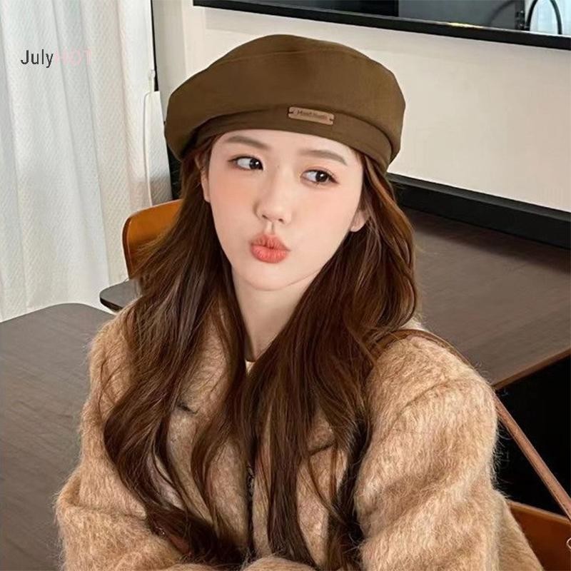 Julyhot Cotton Nữ Mũ Nồi Mùa Đông Mũ Vintage Pháp Kẻ Sọc Top Mũ Họa Sĩ Mũ Thu Đông Đường Phố Hình Bát Giác Mũ Nồi Massivedeals