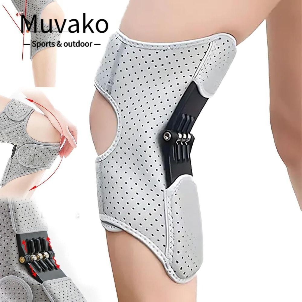 Thiết bị hỗ trợ đầu gối MUVAKO, với lò xo phục hồi mạnh mẽ Bộ tăng cường bảo vệ đầu gối thoáng khí, Bộ tăng cường đầu gối chống trượt có thể điều chỉnh
