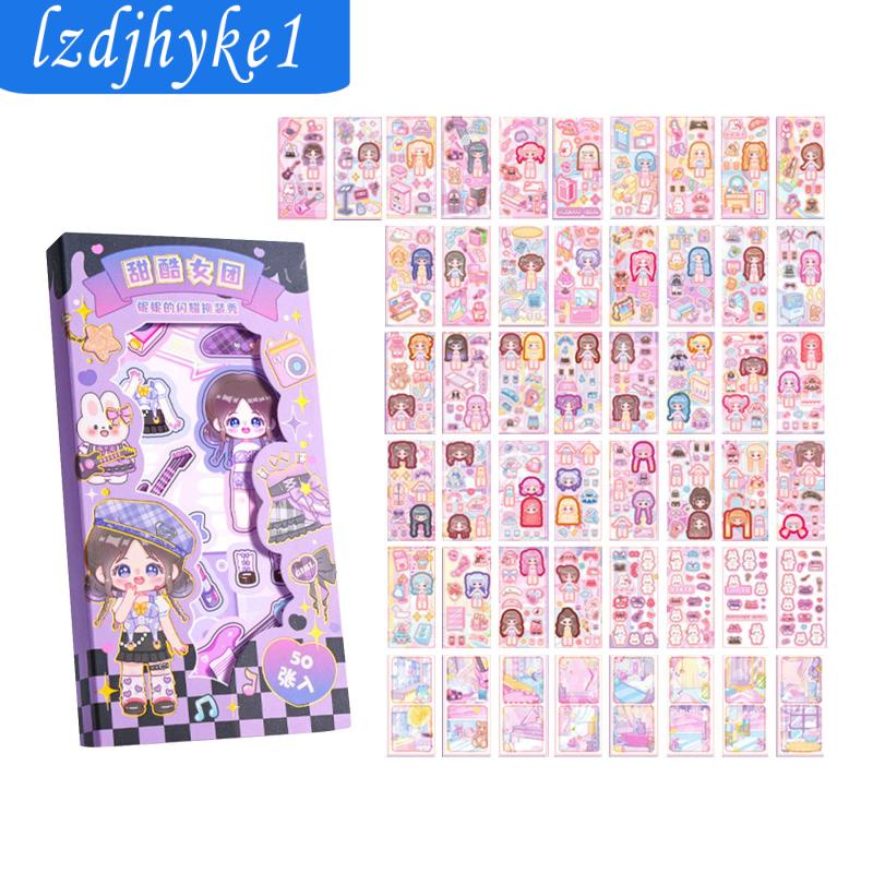 Bộ 50 sticker Dán Trang Trí Sổ Tay Hình Công Chúa