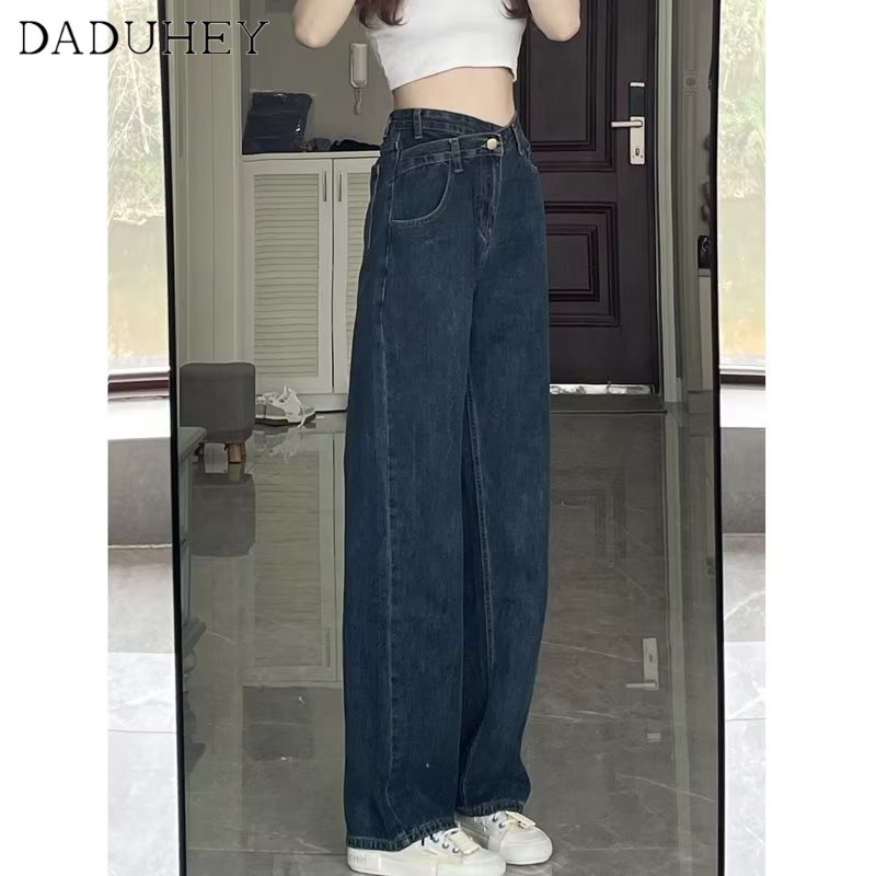 Ảnh Quần jean DADUHEY lưng cao ống rộng phong cách đường phố Mỹ cổ điển cao cấp cỡ lớn 2