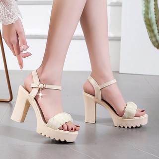 Giày Cao Gót 9Phân Quai Nhún Bèo Quai Hậu Phong Cách Hàn Quốc - MS CG55