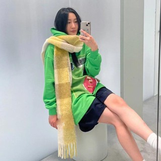 Khăn Cashmere TRACELIOIAN, Khăn quàng cổ dày ấm áp cổ bốn màu đa năng, Khăn choàng kẻ sọc mùa đông dài 2023 dày hơn cho nữ phong cách Hàn Quốc