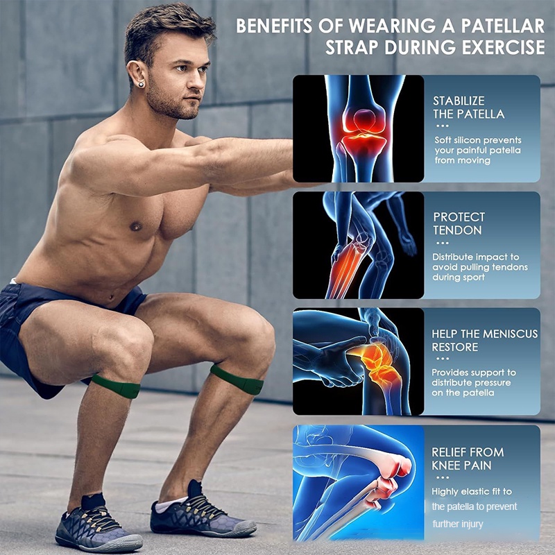 2 Dây Đeo Đầu Gối Silicon Hỗ Trợ Patella Bảo Vệ Cố Định Bóng Rổ Chạy Bộ Đàn Hồi Cao Thể Thao Gym