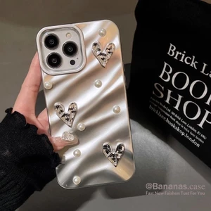 Iphone Ốp Điện Thoại Dẻo Họa Tiết Trái Tim & Ngọc Trai Cho Iphonex 15 14 13 12 11 pro max x xr xs max 7 8 6 6s plus se2020