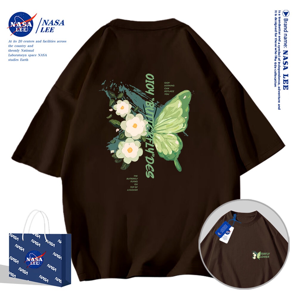 Nasa Áo Thun cotton nam nữ dáng rộng mùa hè 2024 phong cách