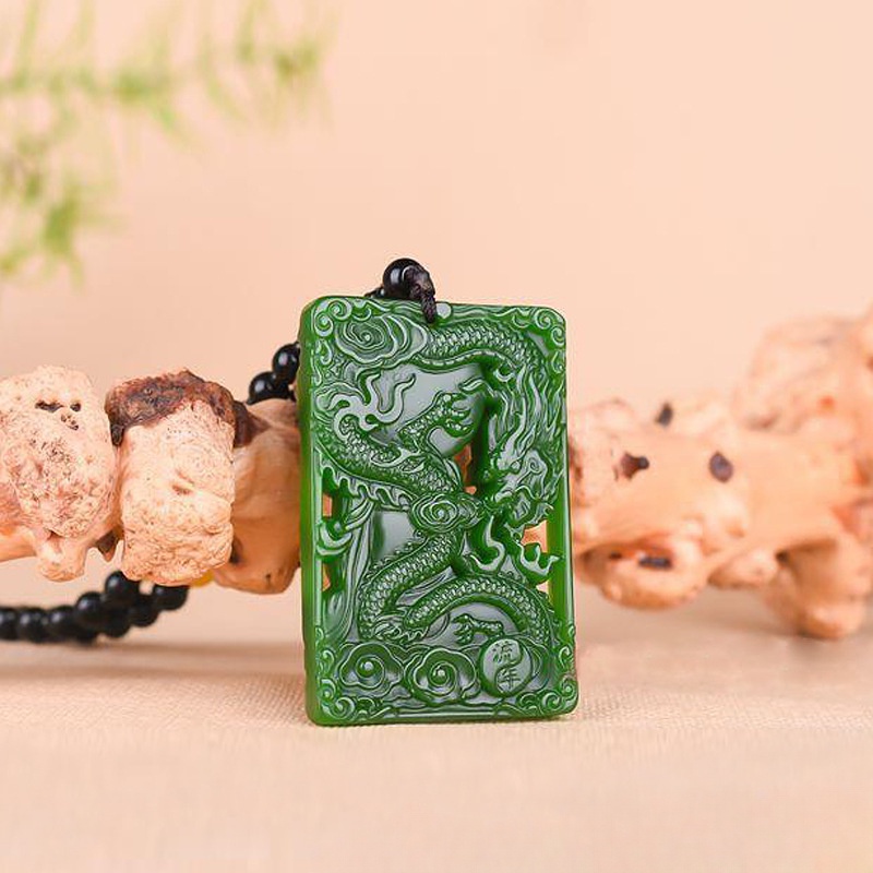 Spinner Mặt Dây Chuyền Hình Rồng Màu Xanh Lá Cây Dễ Phối Đồ Thời Trang yulong guanyin