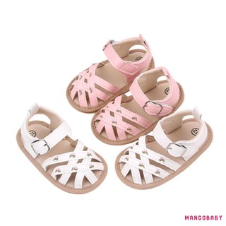 Mgg-baby Bé Gái Xăng đan Mùa Hè Đóng Mũi Thêu Hoa Căn Hộ Sơ Sinh Đầu Tiên Tập Đi Cũi Giày