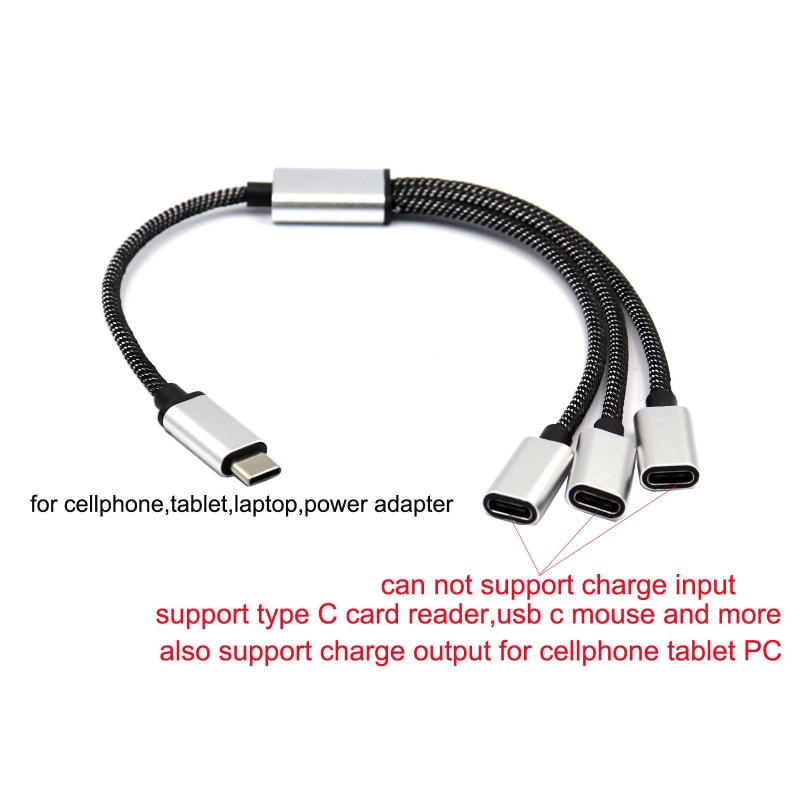 Vision USB C Nam sang 3 USB C Nữ Bộ Chia Dây Chuyển Đổi Nhiều Hub Cổng USB C Hub Sạc Nguồn Chia Adapter 11