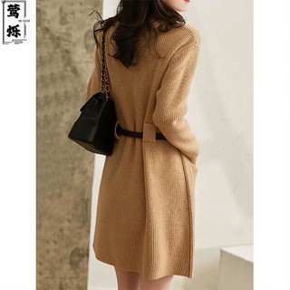 Đầm sweater Dệt Kim Dáng Lửng Phong Cách retro Pháp Thời Trang Thu Đông Hàng Mới 2023