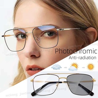 2024 Photochromic Chống Bức Xạ Kính Dành Cho Nữ Kim Loại Kính Mắt Máy Tính Chuyển Đổi Kính Dành Cho Nữ Chống Ánh Sáng Xanh Kính Mắt Bóng Cho Nữ