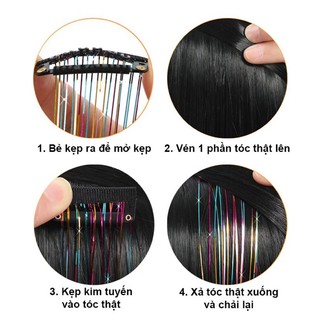 Set 6 Kẹp Tóc Giả Bằng Kim Tuyến Có thể dùng nhiệt Lấp Lánh Mới HaminStore