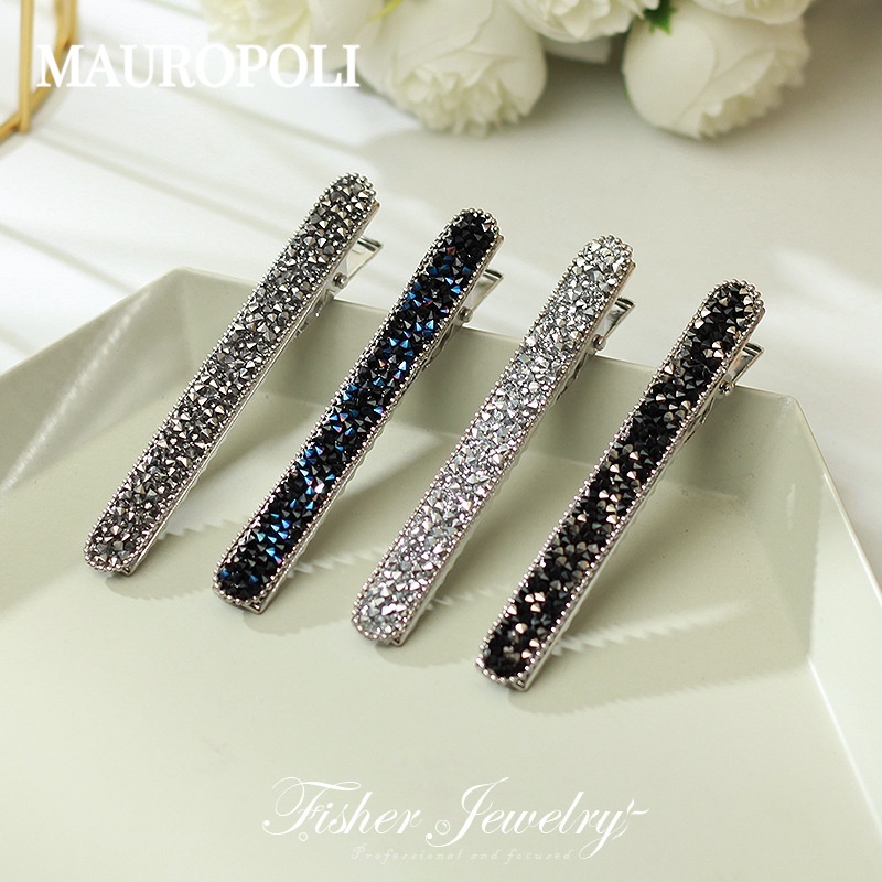 Mauropoli [Sẵn sàng] Kẹp tóc kim cương giả nữ Dongdaemun Hàn Quốc Cọc đơn giản Chuỗi hạt kim cương Phụ kiện tóc Nổ Clip mỏ vịt Kẹp bên