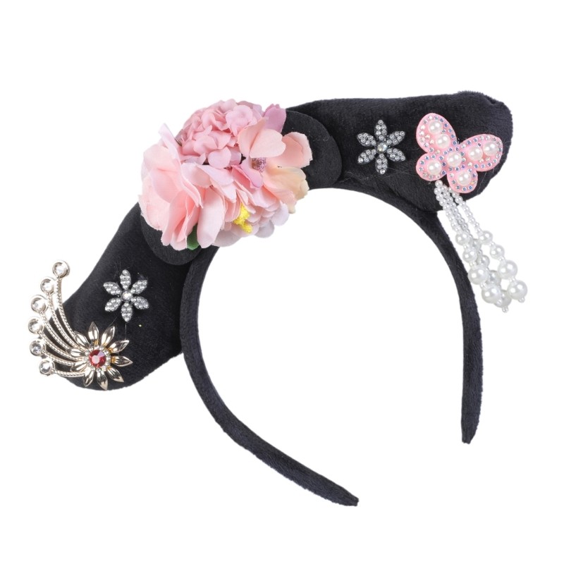 Bầu trời Cổ Trung Quốc HeadBand Court Lưới Tóc Hoop Manchu Công Chúa Mũ