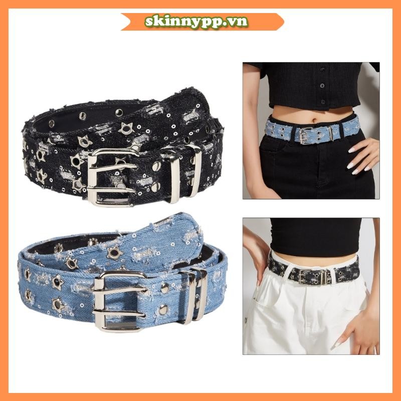 Dây thắt lưng da Hot Girl Kim loại Grommet Dây chuyền cơ thể có thể điều chỉnh cho sân khấu váy