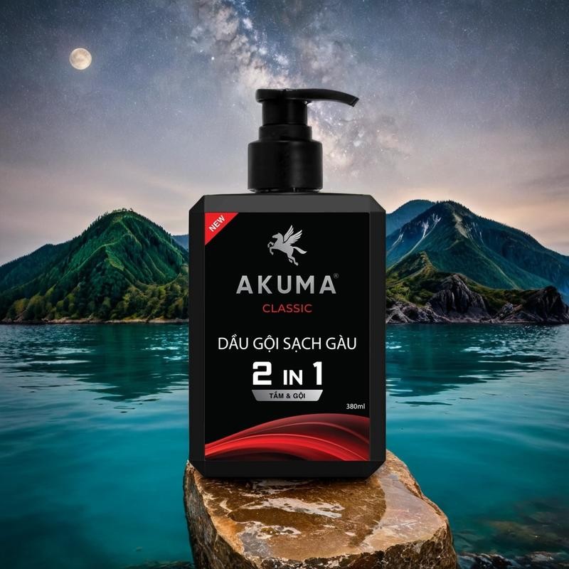 Ảnh Dầu Gội Sạch Gàu AKUMA CLASSIC 380ml - Tắm & Gội 2 Trong 1 - Hương Nước Hoa Nam Tính 3