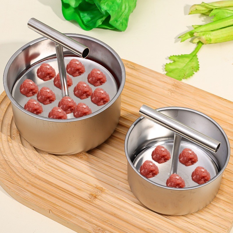 Máy làm thịt viên thủ công bằng thép không gỉ - Tiện ích nhà bếp - Khuôn định hình quả cầu thịt - 6 / 12 lỗ, Đa năng, Chất lượng cao - Dụng cụ làm viên cá ép đùn