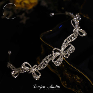 Phong cách Pháp mới, phong cách tối giản Hàn Quốc, vương miện cô dâu nơ kim cương lấp lánh, phụ kiện tóc cưới, băng đô, phụ kiện trang điểm studio 2.11 IMDG