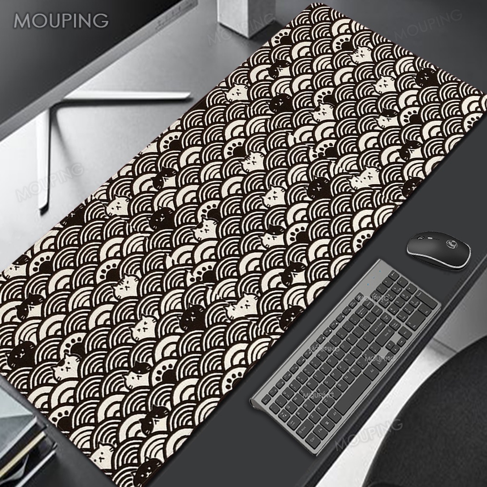 Japane Đen Sóng Lớn Chuột Miếng Lót Bàn Cao Su Thảm Xxl Mousepad Nghệ Thuật Thảm Cao Su Chuột Thảm Bàn Thảm Pc Thảm Phụ Kiện Văn Phòng