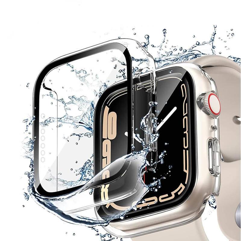 Kính + Vỏ Cho Apple Watch 44mm / 40mm / 45mm / 41mm / 42mm / 38mm IWatch Series 4654 SE 7 8 9 Bảo Vệ Màn Hình Apple Watch Accessorie Ultra 2 49mm