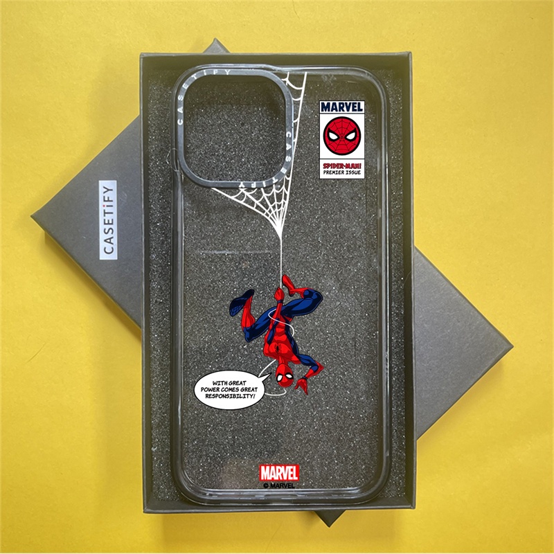 Ốp Điện Thoại acrylic Cứng Viền Đen Từ Tính Hình Spiderman Cho iphone 11 12 13 14 15 pro max