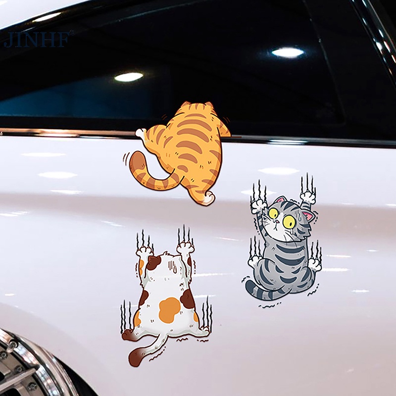 JINHF 3 Cái Ngộ nghĩnh Thú Cưng Xe Dán Leo Núi Mèo Tạo Kiểu Hình Dán Trang Trí Thân Xe Sáng Tạo Đề Can Trang Trí Phụ Kiện HOT