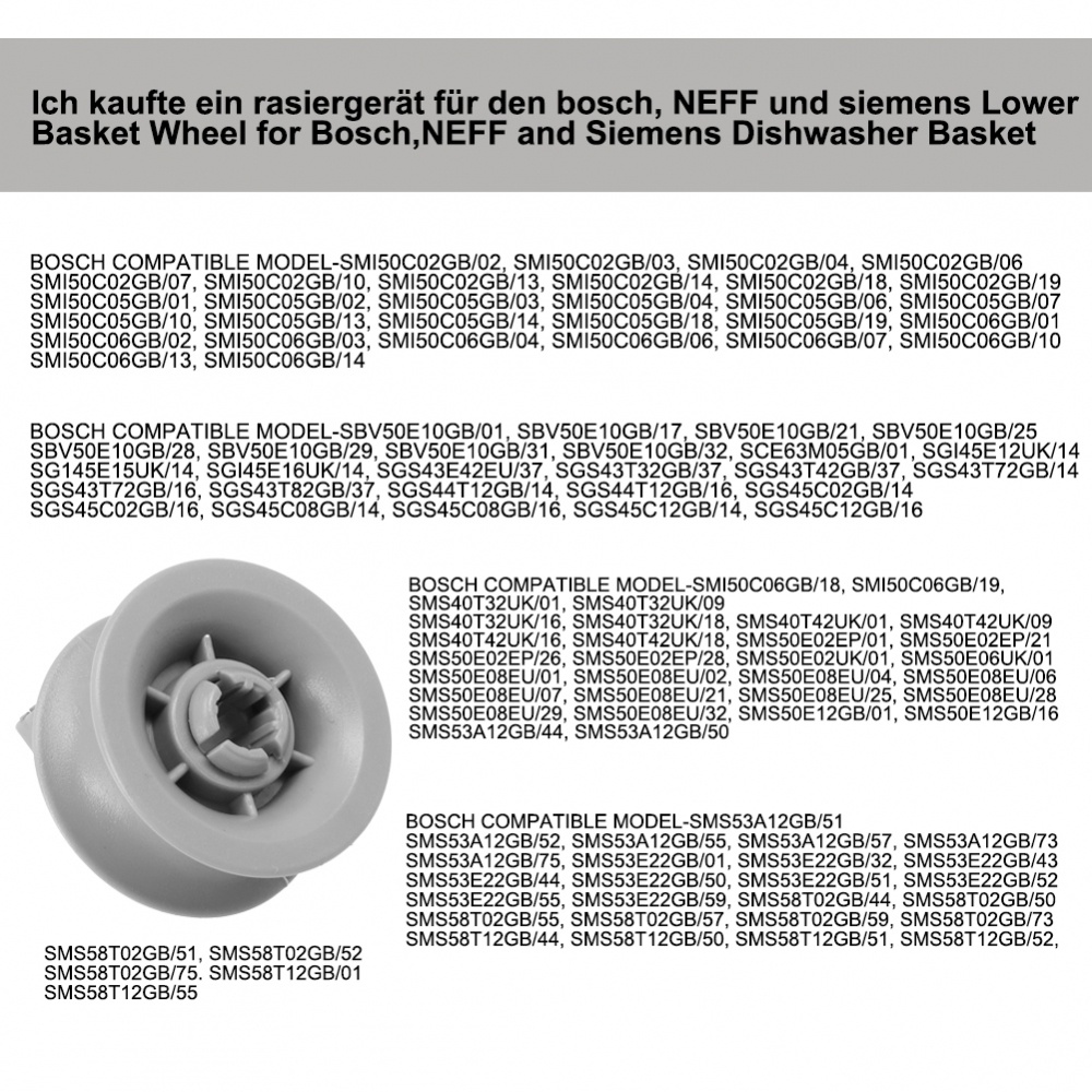 Bánh Xe Thay Thế Siêu Bền Cho Máy Rửa Chén balay beko bosch constructa