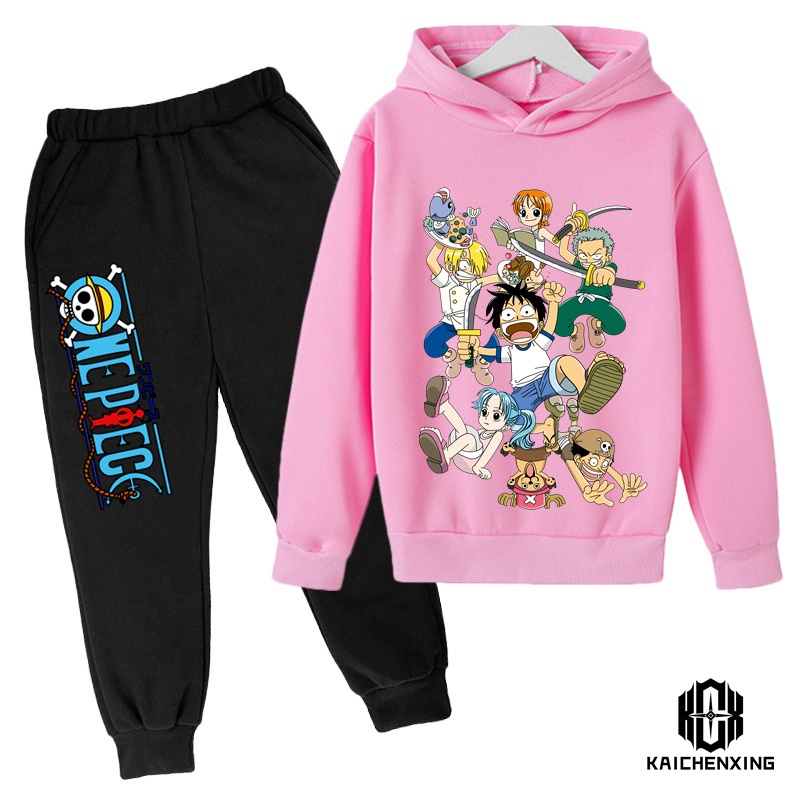 One Set Đồ 2 Món Gồm Áo hoodie In Hình luffy Hoạt Hình Thời Trang Xuân Thu Cho Bé Trai